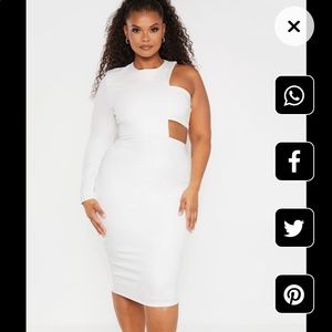 Plus White One Shoulder Midi Dress